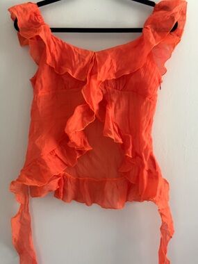 Amazon Orange Ruffle Tie-Back Camisole